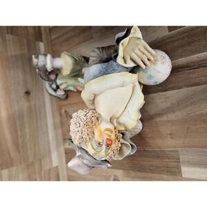 Vintage Guzman Colombia Signed Ceramic Clown Figurine Handmade Art Pottery 1980s